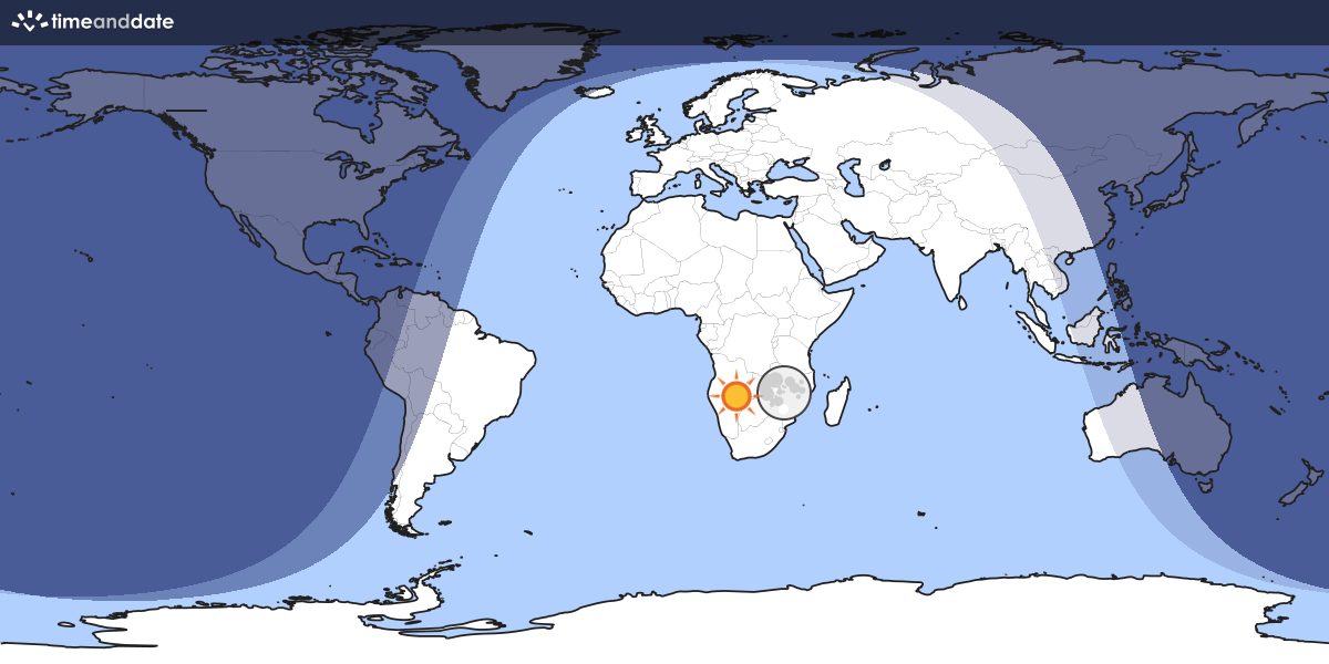 Map showing which part of the Earth the Moon is currently above the horizon at.
